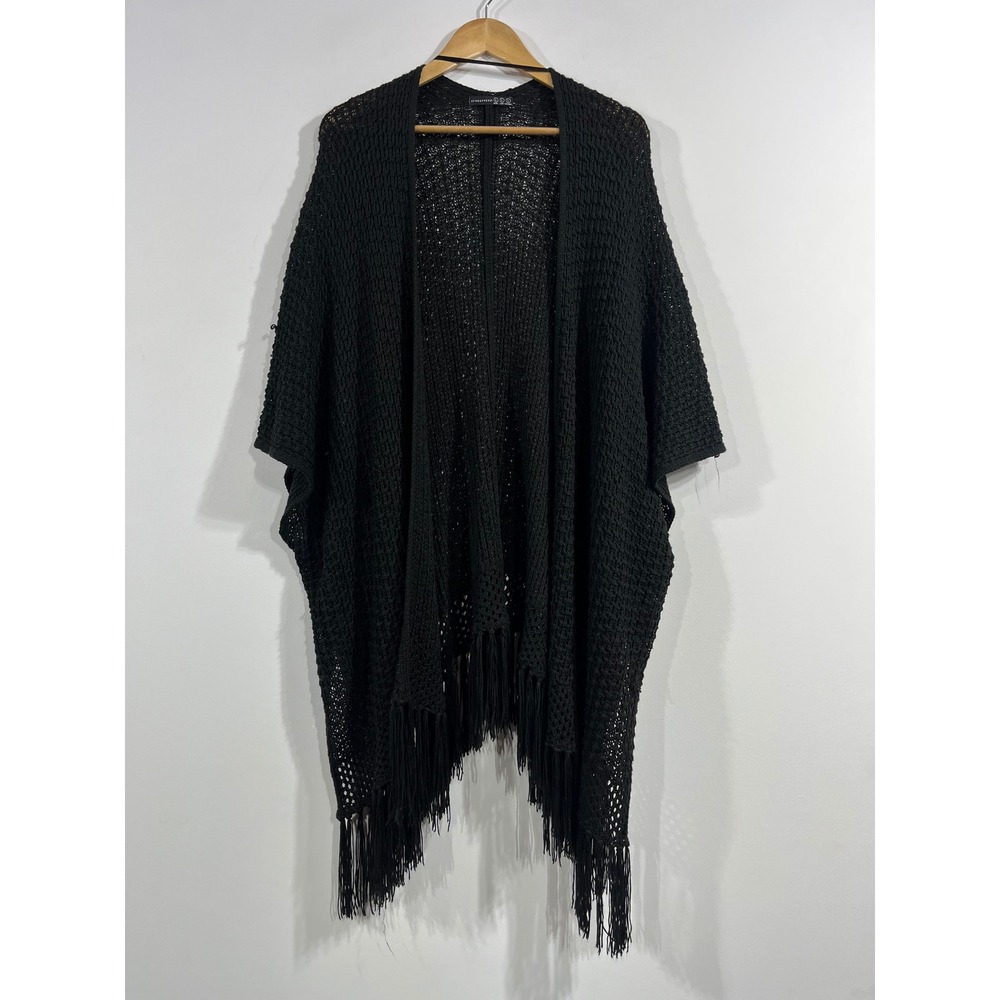 Atmosphere Boho Crochet Knit Open Front Fringe Cardigan Kimono Large Whimsigoth